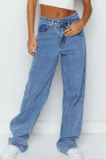 Coastal Denim Mid Rise Asymmetrical Waist Wide Leg Jeans - Southern Shores Clothing