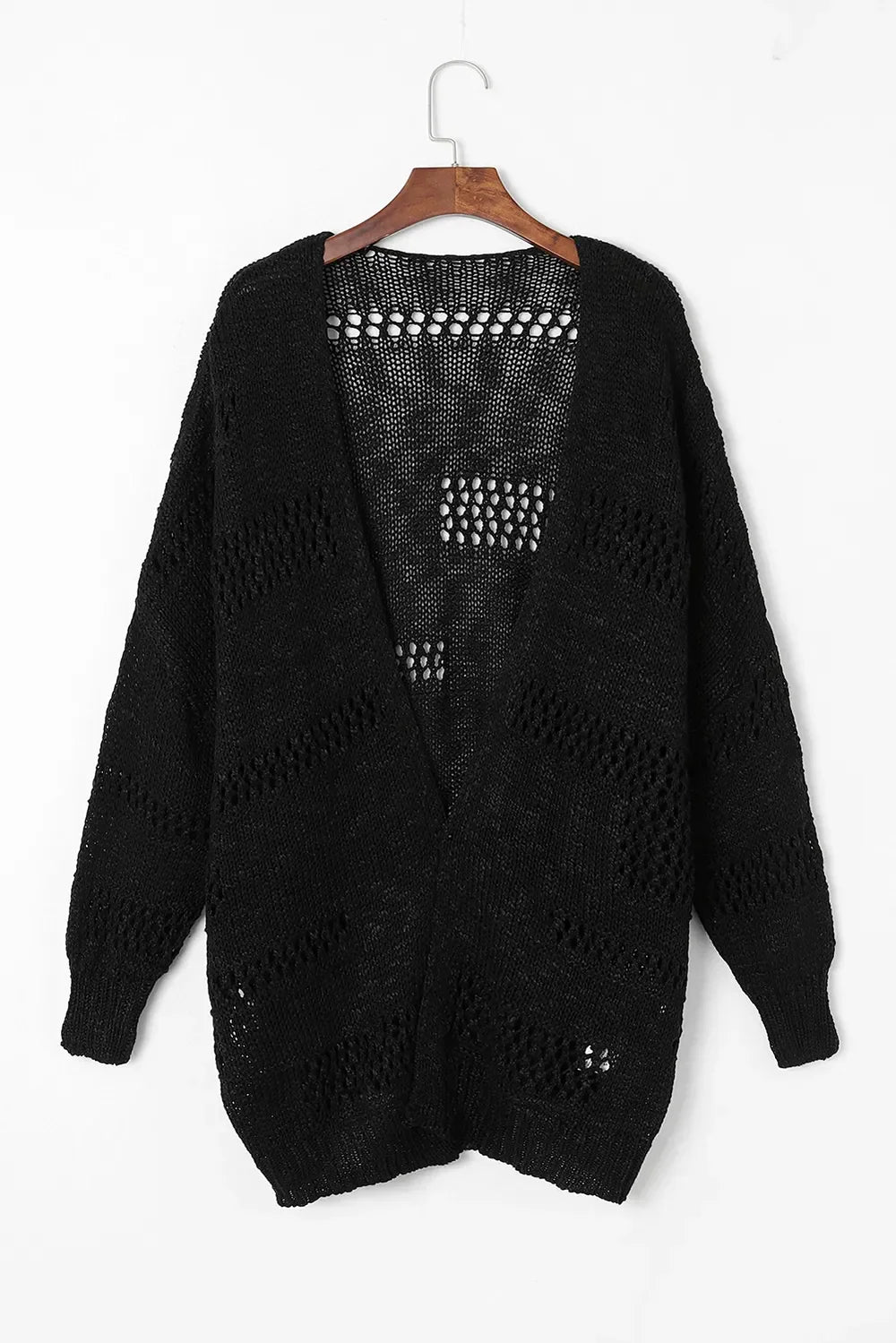 Openwork Open Front Long Sleeve Cardigan - Southern Shores Clothing