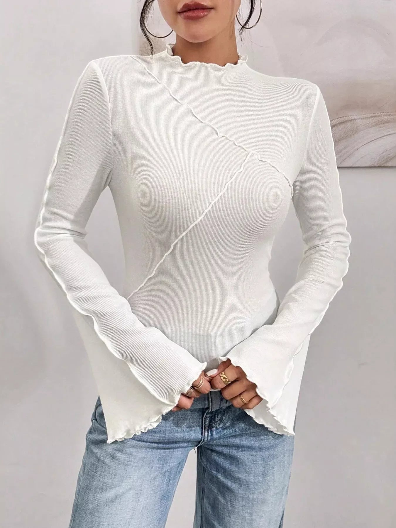 Lettuce Edge Flare Sleeve Top - Southern Shores Clothing