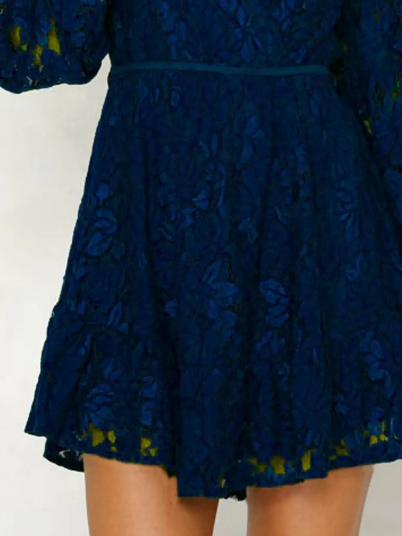 Lace V-Neck Long Sleeve Mini Dress Coastal Style - Southern Shores Clothing