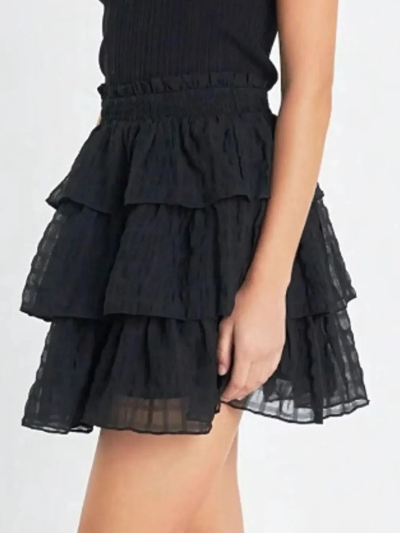 Tiered Ruffle Layered Mini Skirt With Smocked Waist - Southern Shores Clothing