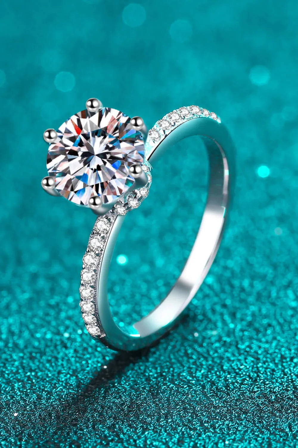 Sterling Silver Moissanite Ring 2 Carat Center Stone - Southern Shores Clothing