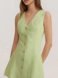 Gingham Button-Front A-Line Mini Dress For Summer - Southern Shores Clothing