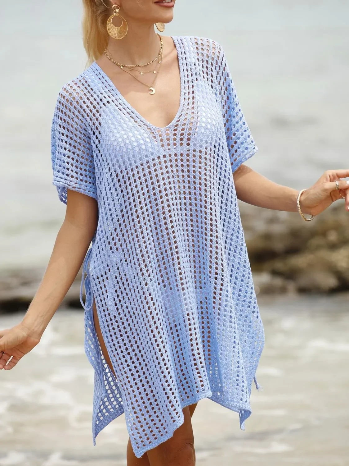 V-Neck Side Tied Swimwear Cover-Up One Size - Southern Shores Clothing
