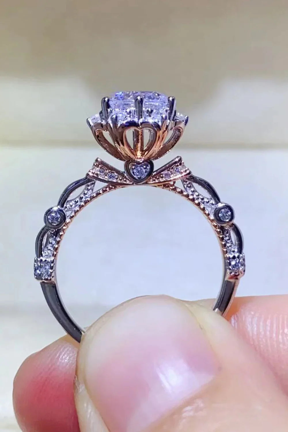 Moissanite Sterling Silver Ring With Zircon Accents - Southern Shores Clothing