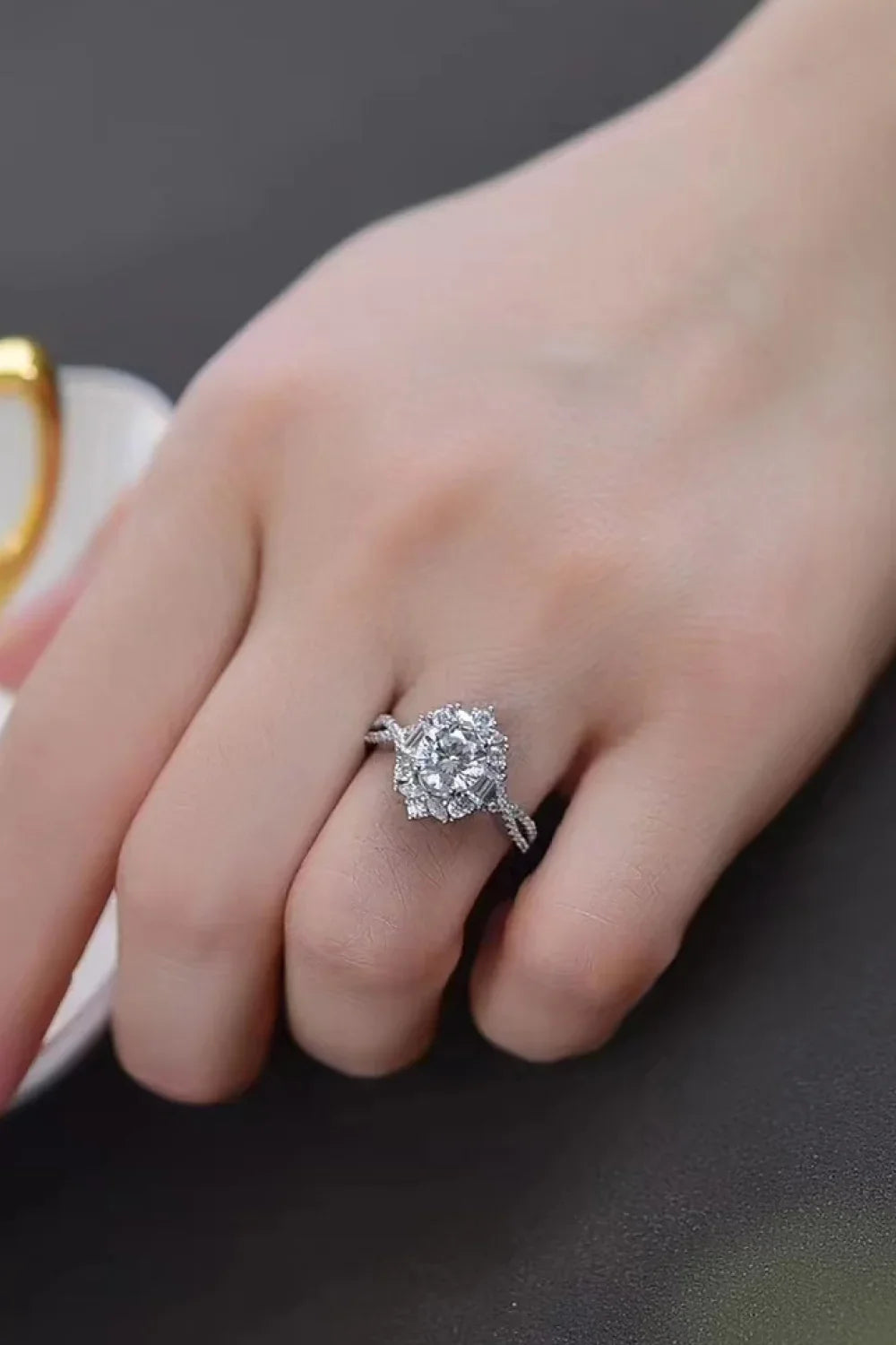 Floral 2 Carat Moissanite Crisscross Ring - Southern Shores Clothing
