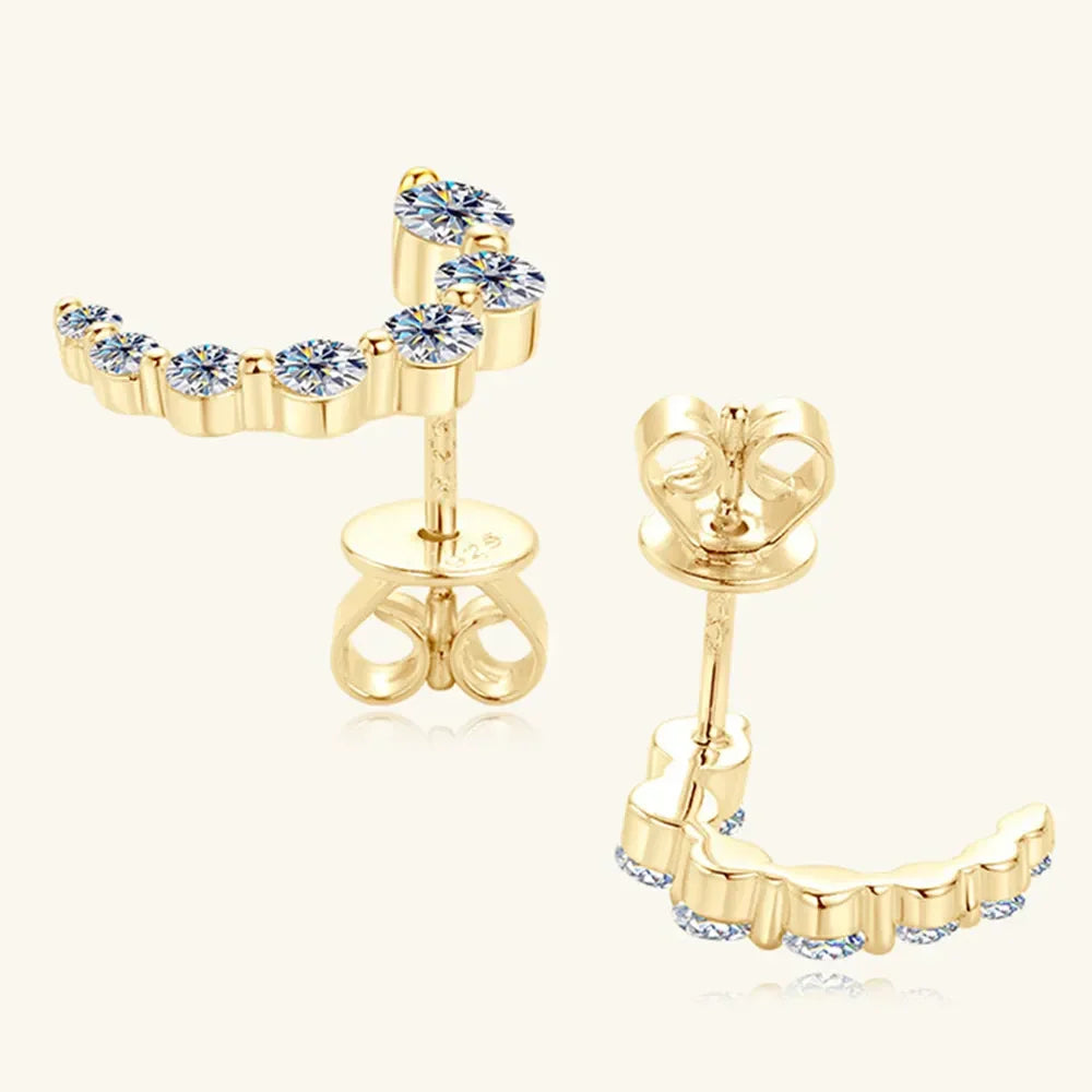 Sterling Silver Inlaid Moissanite Stud Earrings - Southern Shores Clothing