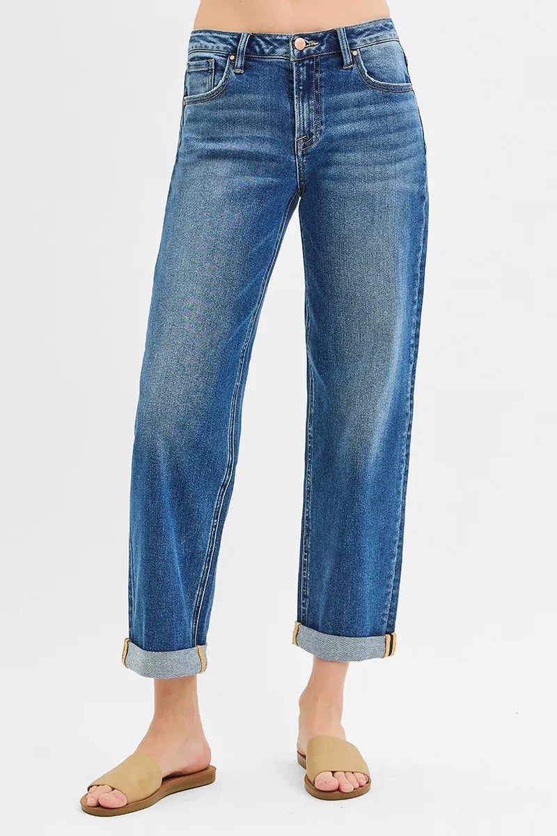 Beach Inspired RISEN Mid Rise Boyfriend Jeans Plus Size