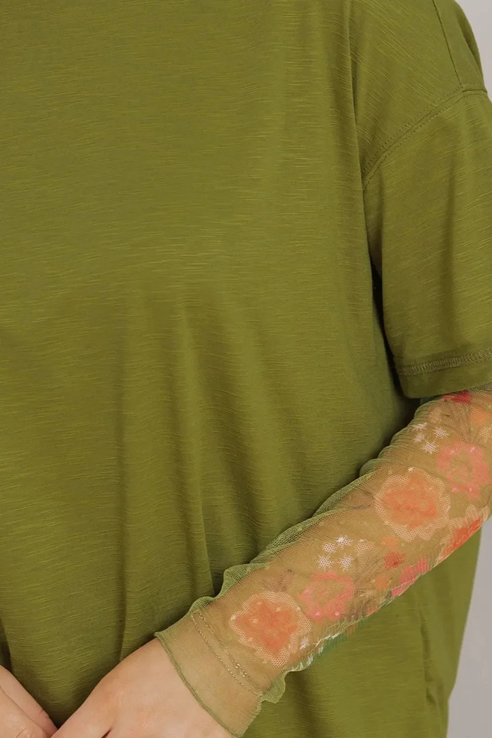 Round Neck Mesh Long Sleeve T-Shirt - Southern Shores Clothing