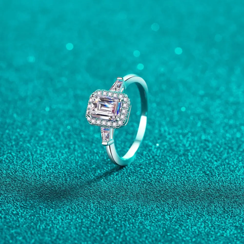 Timeless Solitaire Moissanite Ring In Sterling Silver Halo - Southern Shores Clothing