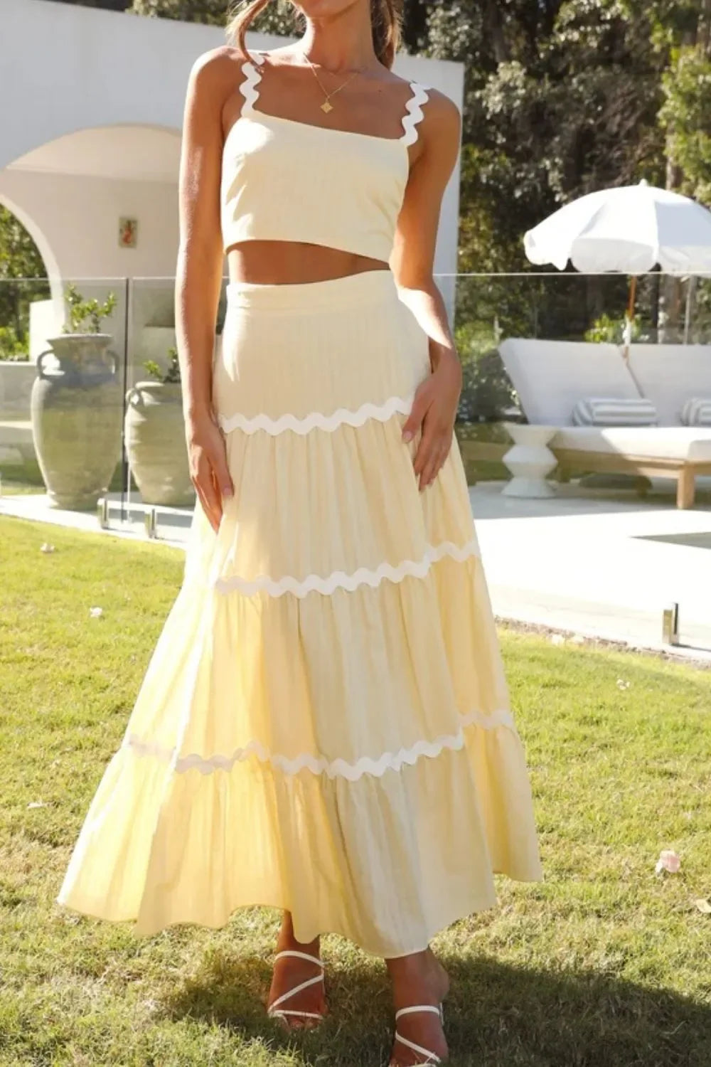 Contrast Trim Cami and Maxi Skirt Set - Southern Shores Clothing