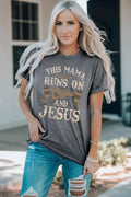 Casual Slogan Graphic Round Neck Short Sleeve Shirt - Southern Shores Clothing