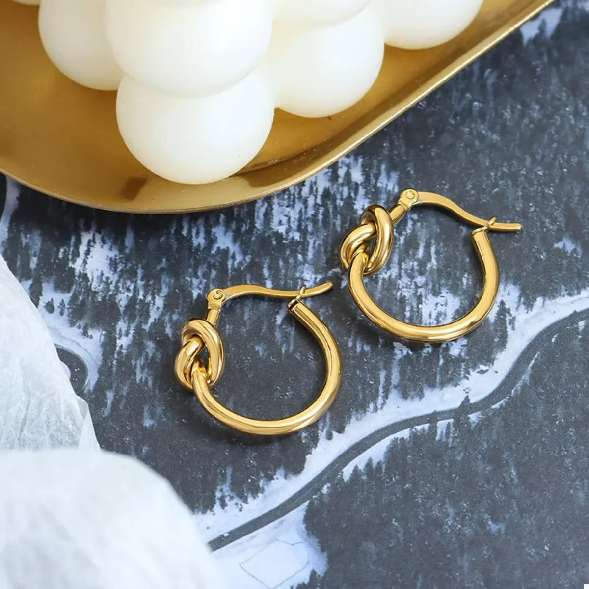 Knot Hoop Earrings 18K Gold Plated Titanium Steel - Southern Shores Clothing