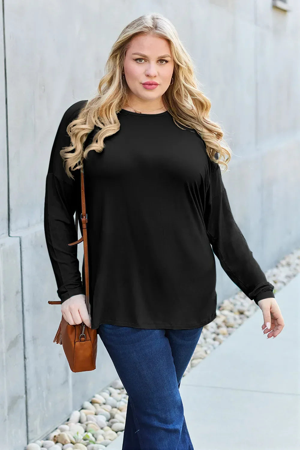 Round Neck T Shirt With Dropped Shoulder - Southern Shores Clothing