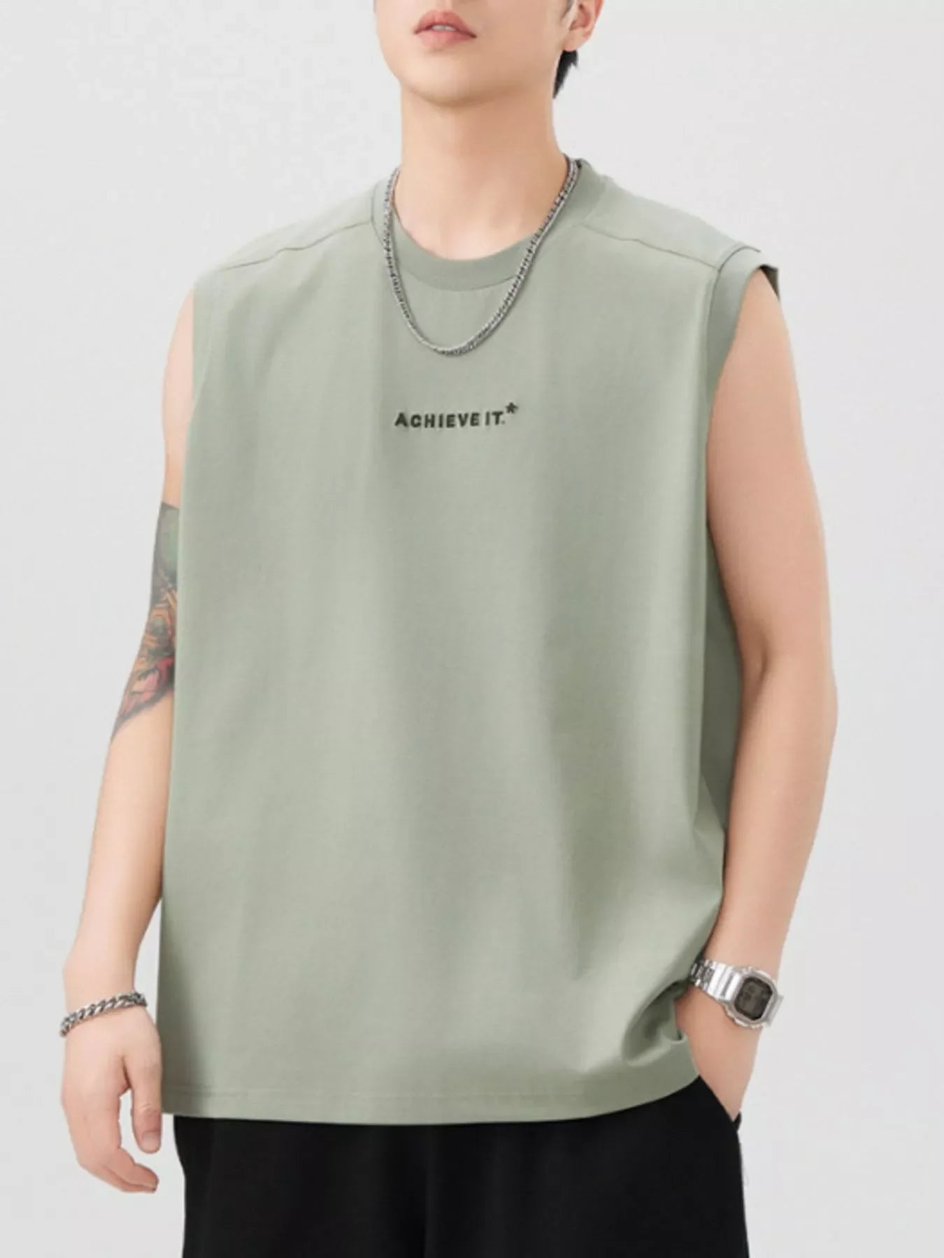 Plus Size Letter Round Neck Tank Top Cotton Polyester Blend - Southern Shores Clothing