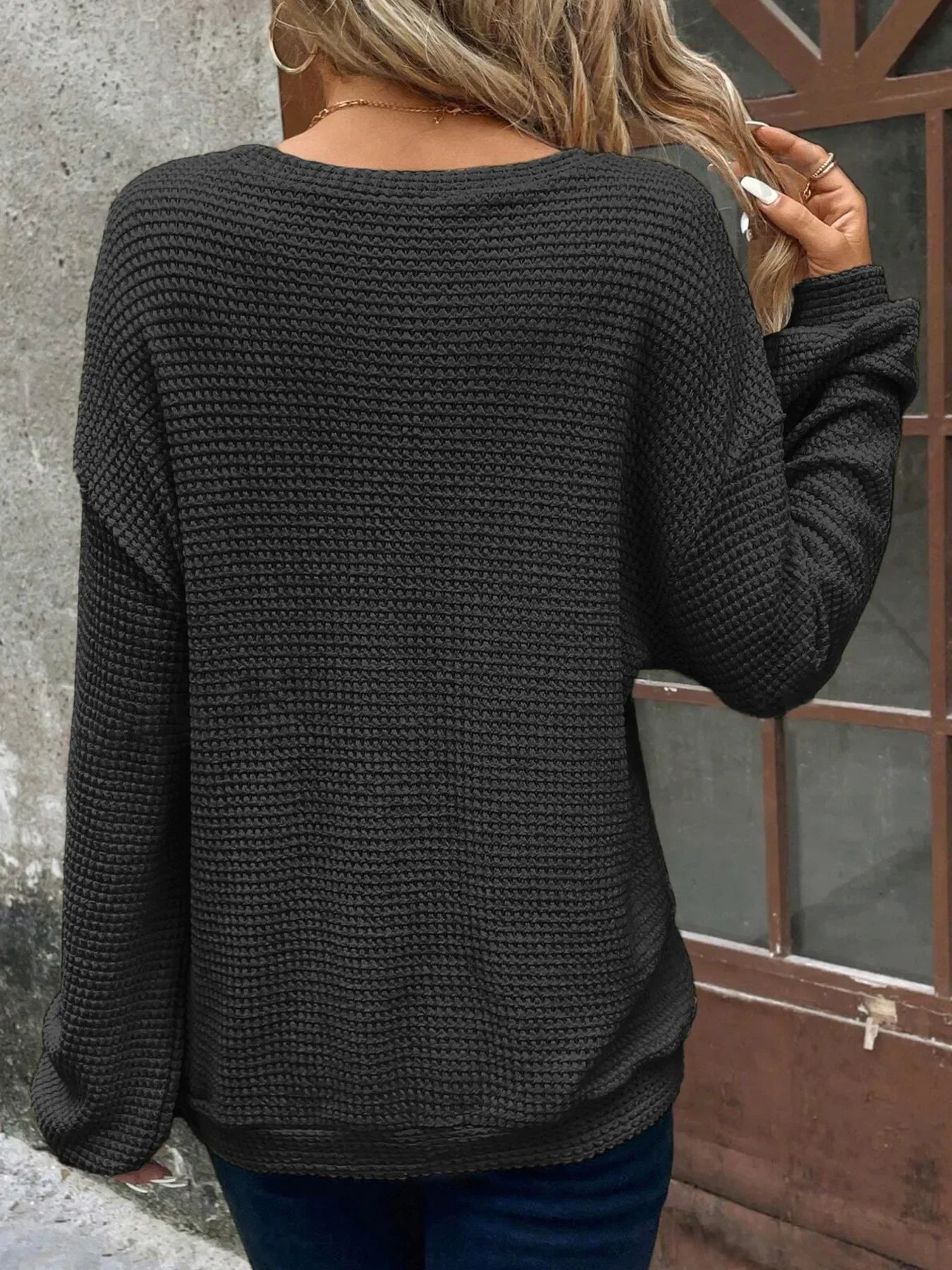 Plus Size Relaxed Fit Waffle Knit Round Neck T-Shirt - Southern Shores Clothing
