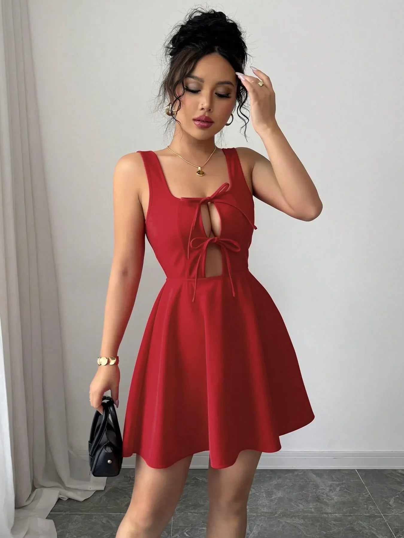Tie Front Wide Strap Dress With Breezy Fit - Southern Shores Clothing