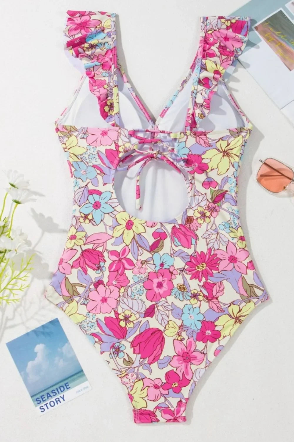 Floral Ruffle Trim Tummy Control Swimsuit One Piece - Southern Shores Clothing