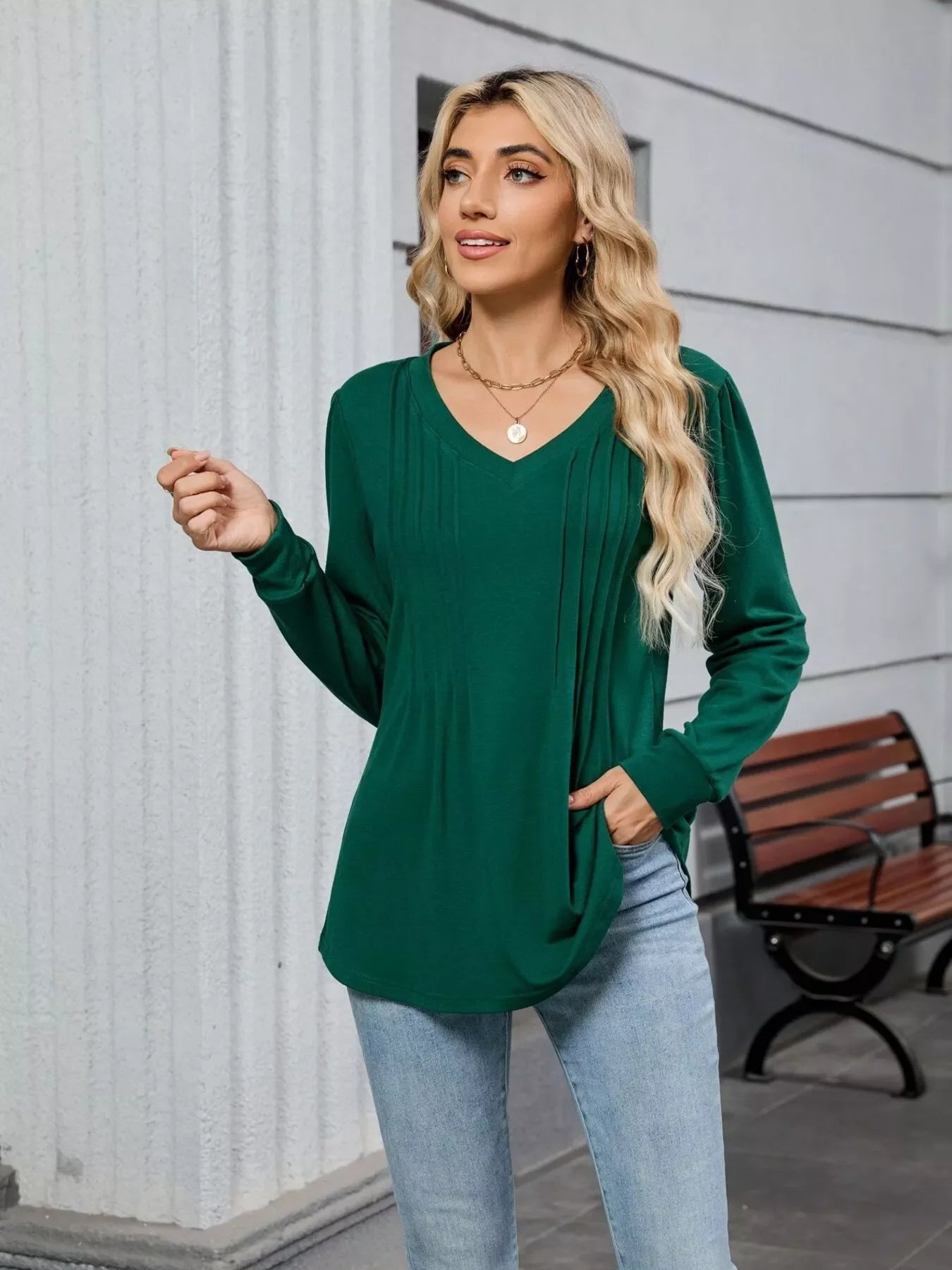 V-Neck Long Sleeve Relaxed Fit T-Shirt - Southern Shores Clothing
