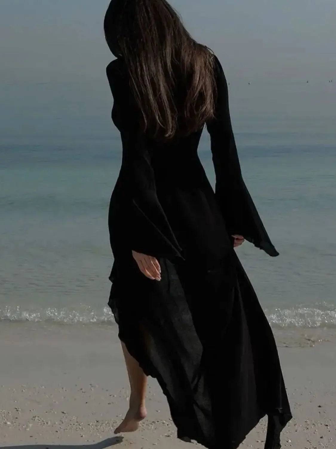 Ruffled Long Sleeve Beach Coverup Dress - Southern Shores Clothing