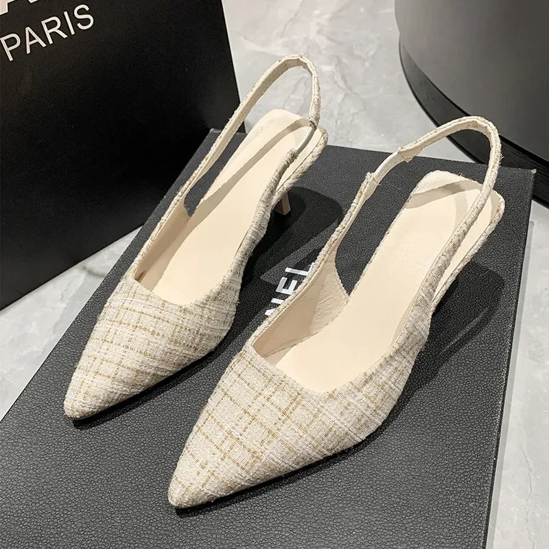 Comfortable Point Toe Kitten Heel Slingback Pumps - Southern Shores Clothing