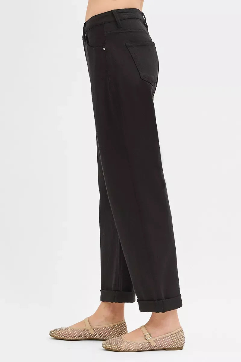 Tummy Control Mid Rise Ankle Barrel Relaxed Baggy Jeans - Southern Shores Clothing