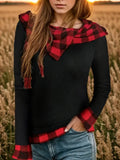 Southern Shores Clothing Plaid Long Sleeve Hooded Blouse In 95% Polyester For Everyday Wear - Southern Shores Clothing