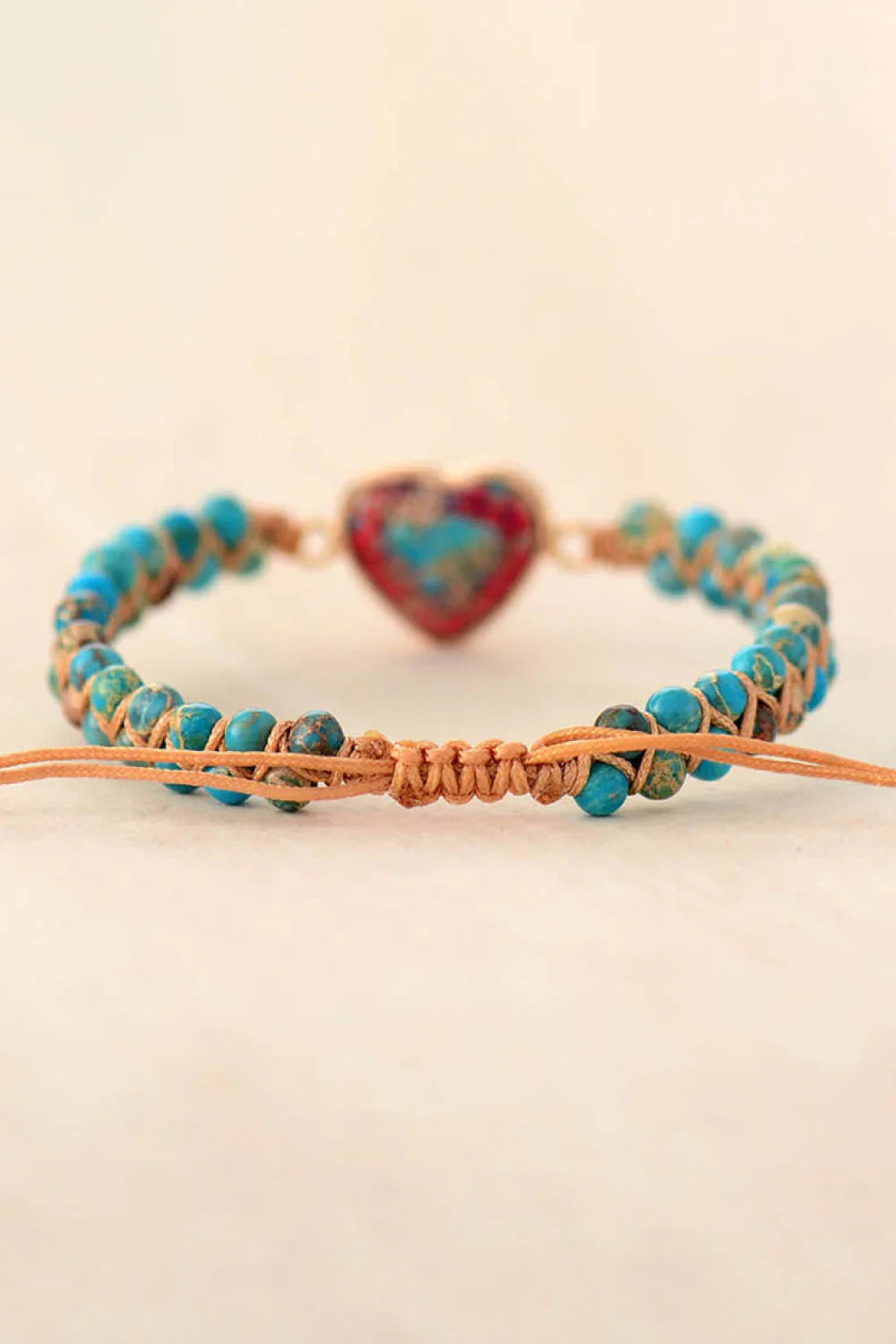 Heart Shaped Natural Stone Bracelet With Copper Accents - Southern Shores Clothing