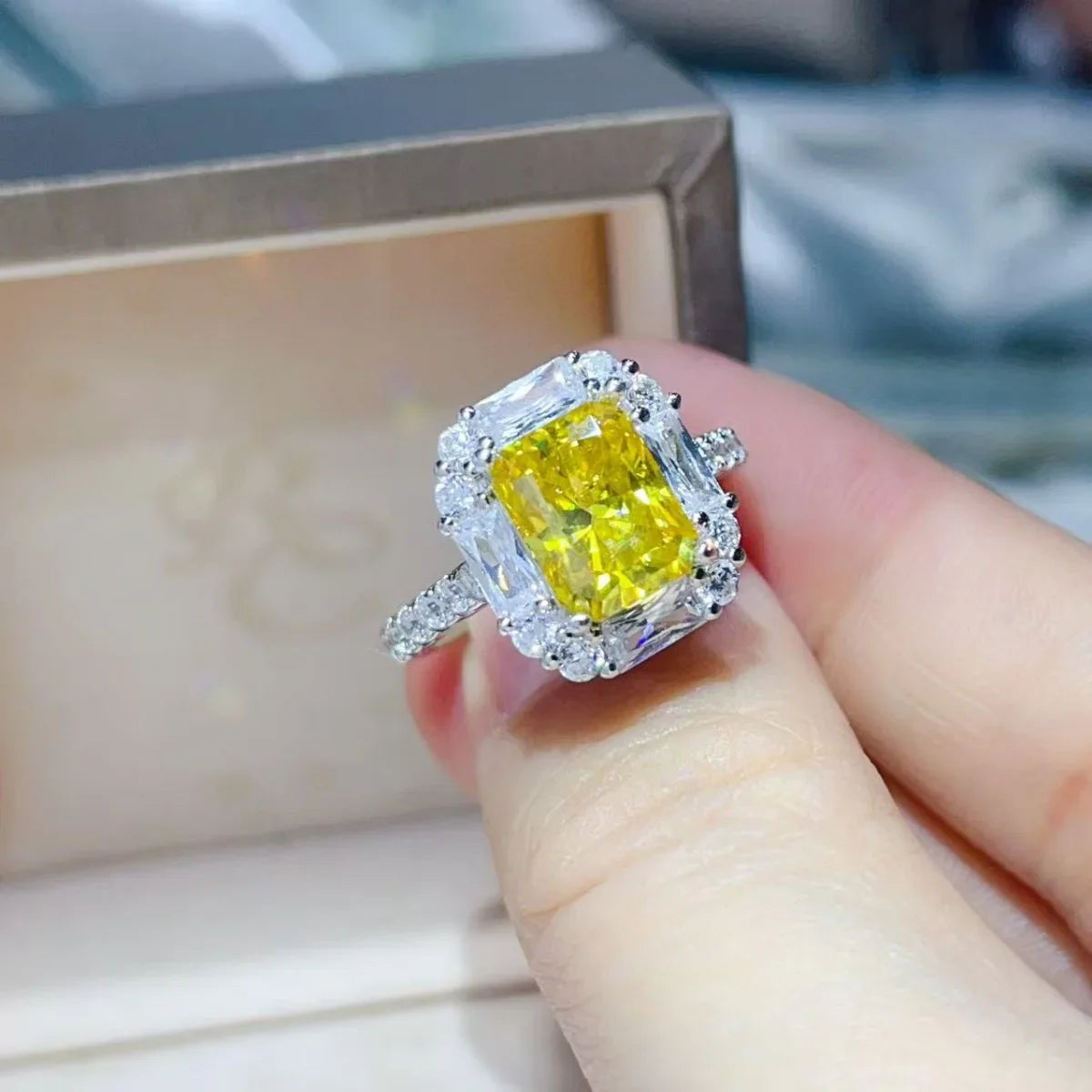 3 Carat Moissanite Halo Ring In Sterling Silver Setting - Southern Shores Clothing