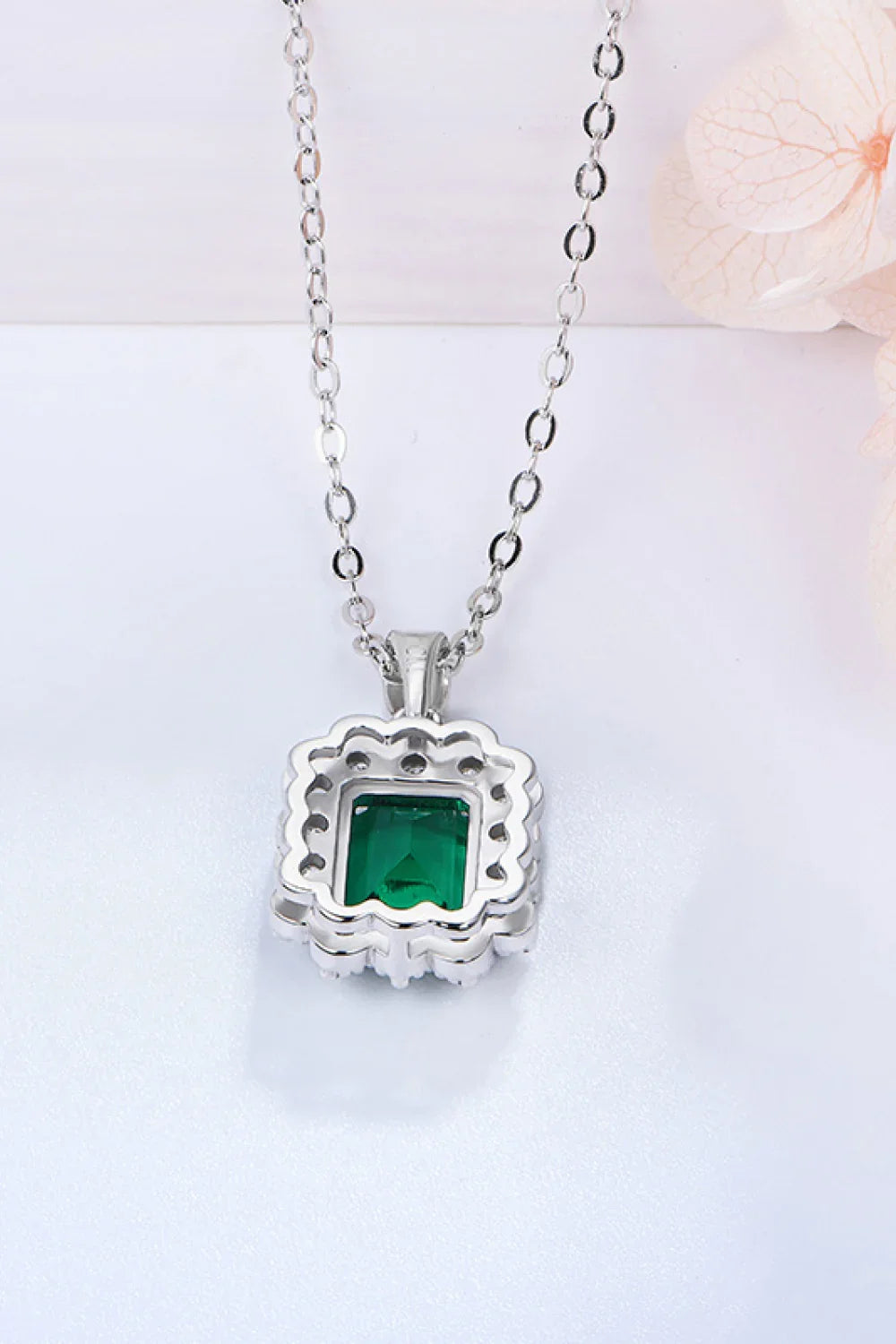 1.5 Carat Lab-Grown Emerald Sterling Silver Necklace