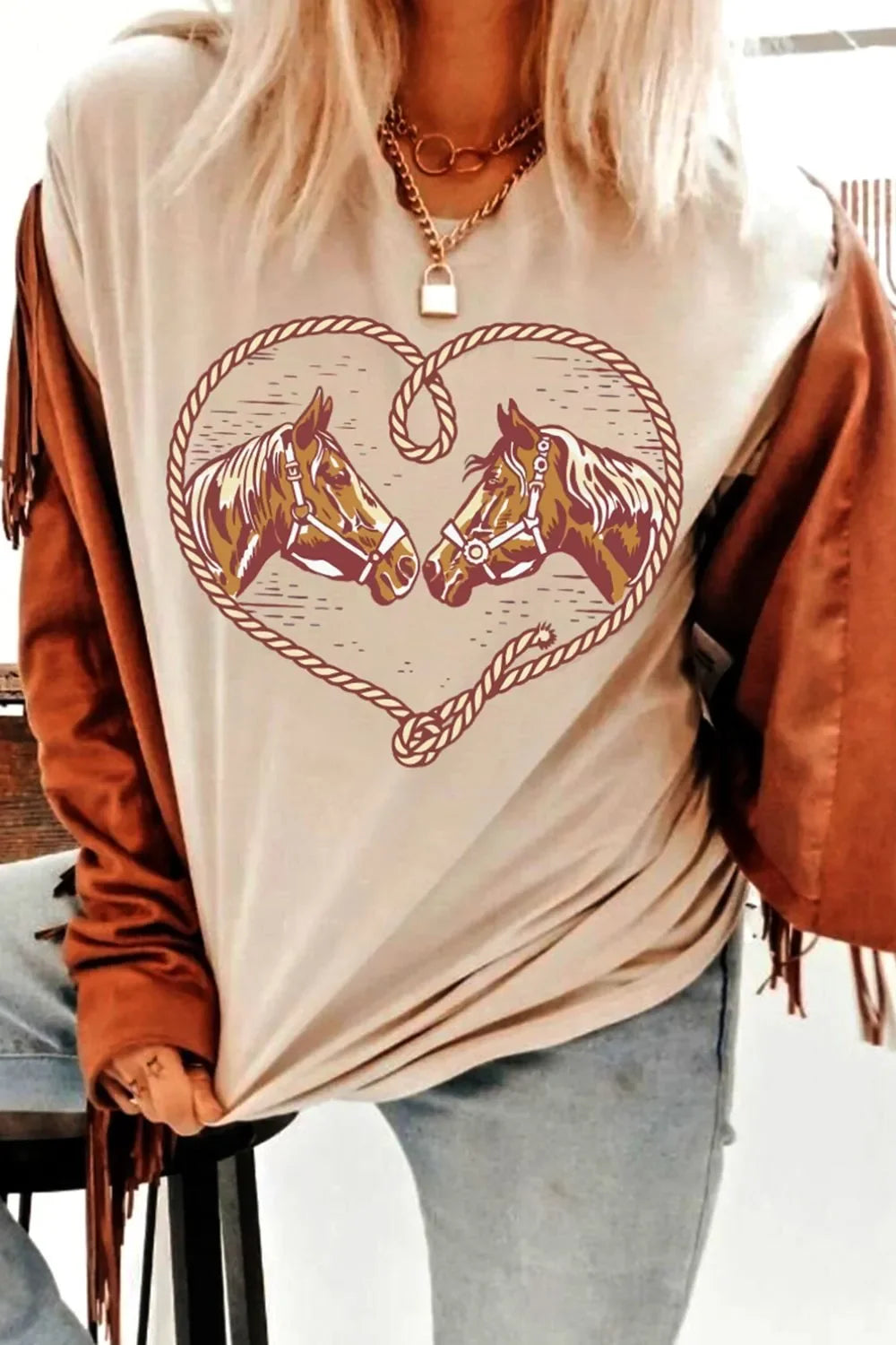 Rodeo Horse Graphic Western Cowgirl T Shirt - Southern Shores Clothing