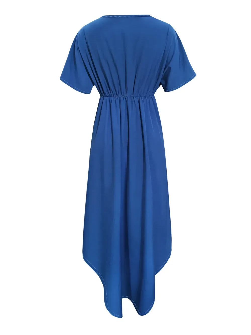 Elegant Twisted High-Low Short Sleeve Blouse Polyester Blend - Southern Shores Clothing