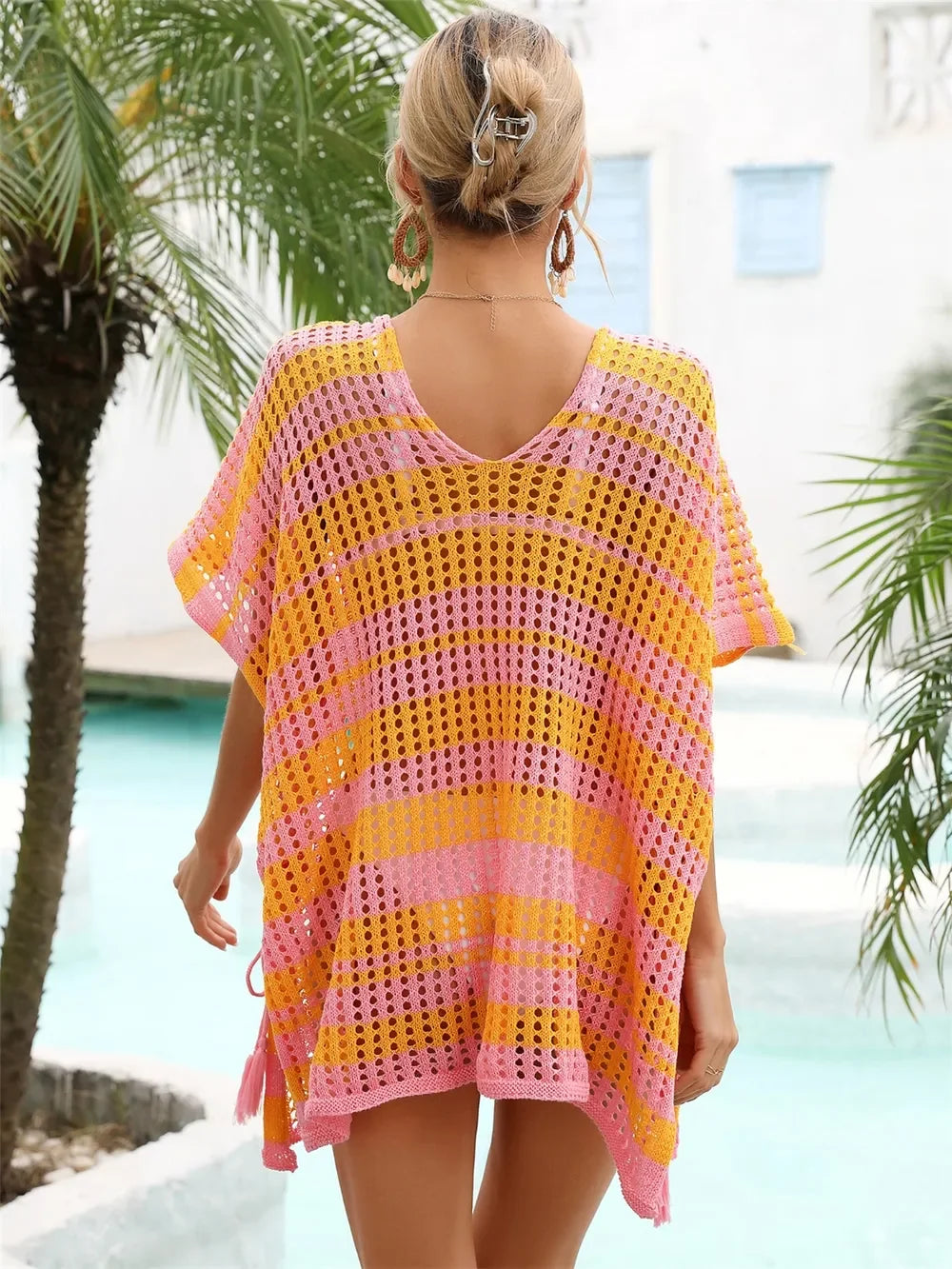 Angel Wings Striped V-Neck Cover Up One Size - Southern Shores Clothing