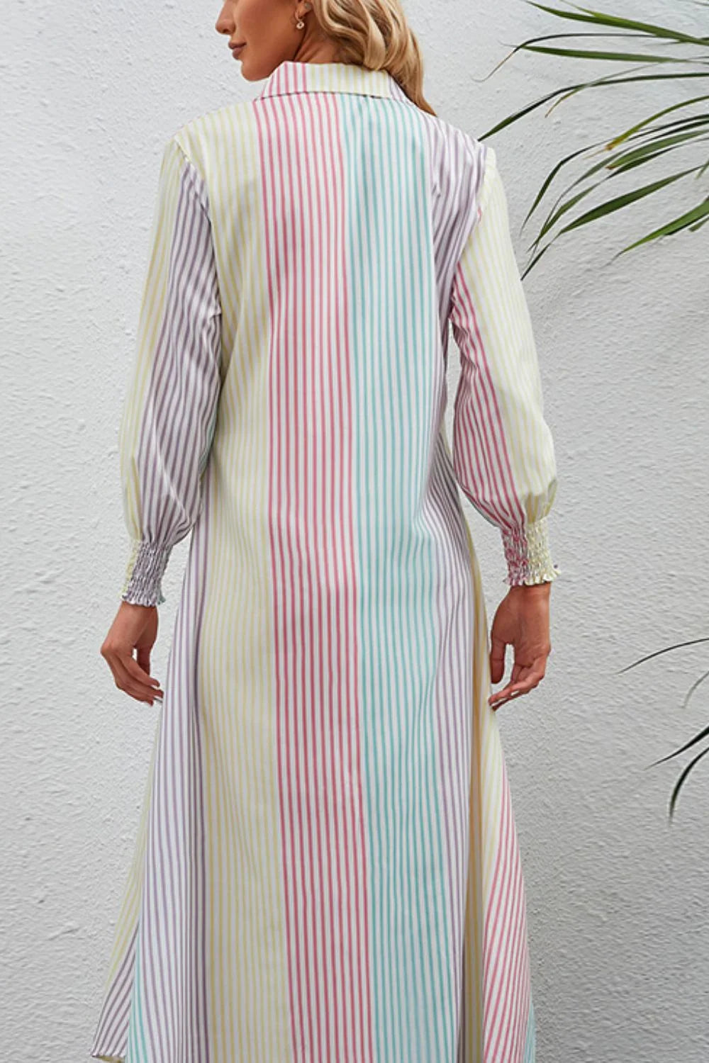 Stripe Button Up Maxi Shirt Dress With Relaxed Silhouette - Southern Shores Clothing