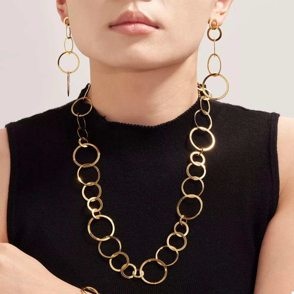 18K Gold-Plated Chain Link Statement Necklace - Southern Shores Clothing