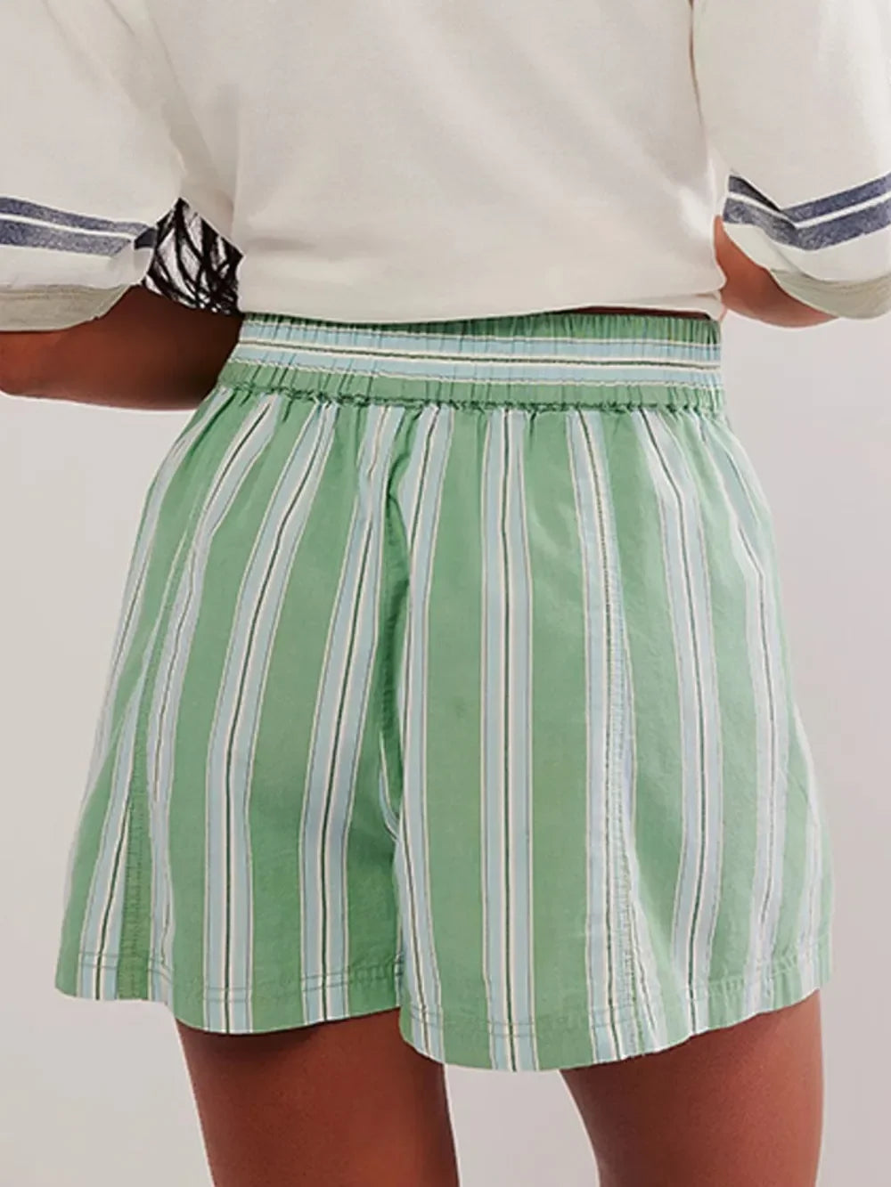 Striped Elastic Waist Casual Shorts For Daily Wear - Southern Shores Clothing
