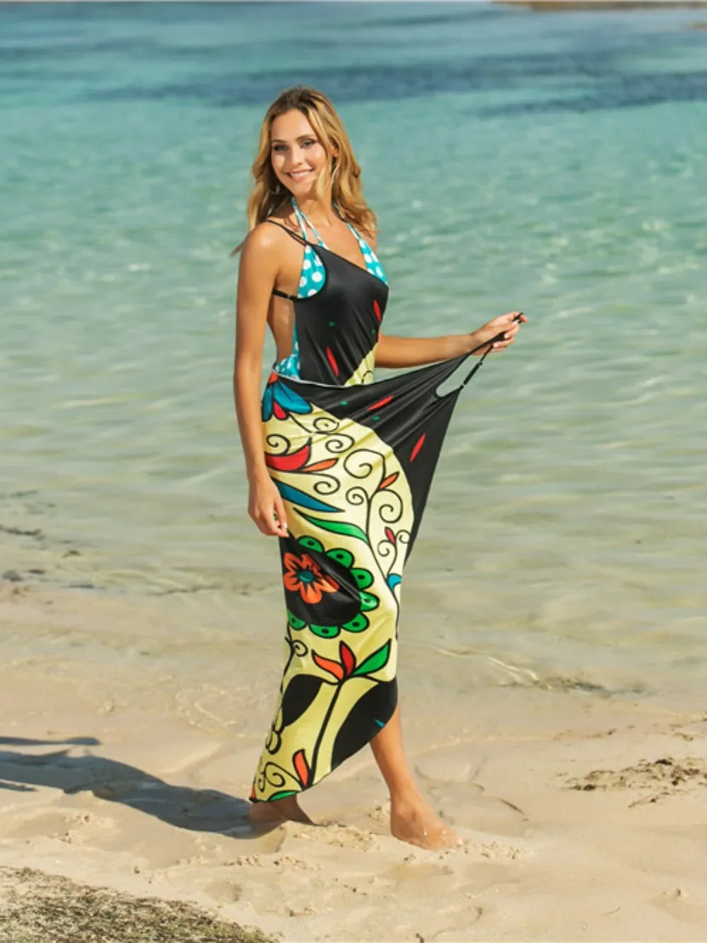 Printed Crisscross Spaghetti Strap Cover Up - Southern Shores Clothing