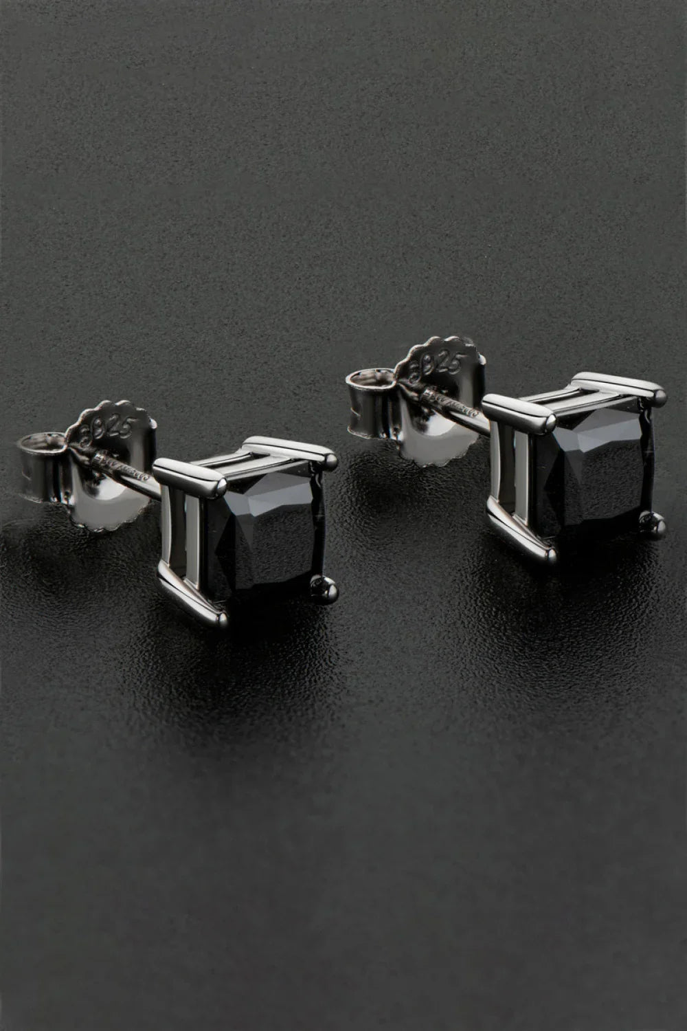 Sterling Silver Moissanite Square Stud Earrings - Southern Shores Clothing