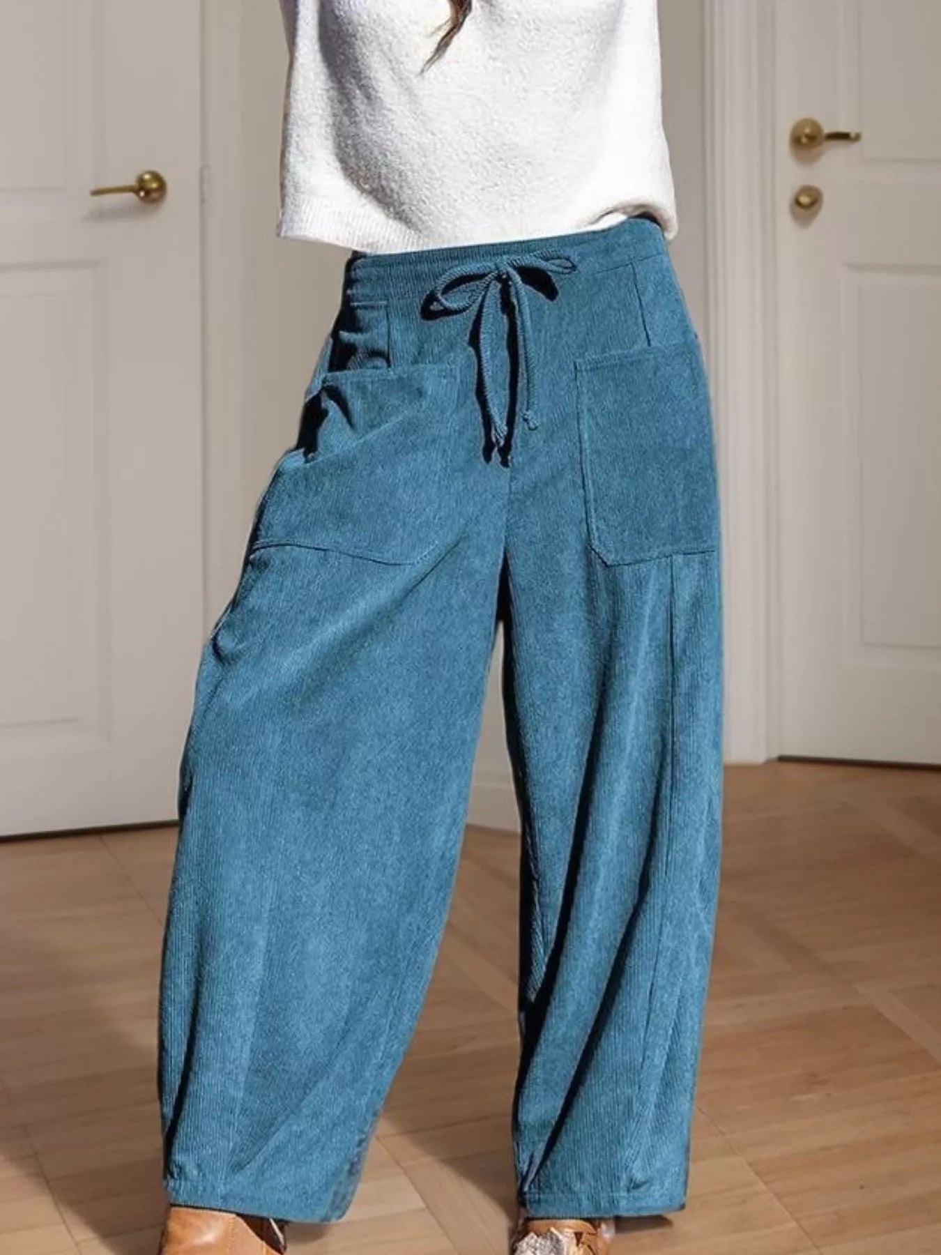 Southern Shores Casual Corduroy Wide Leg Pants with Pockets
