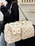 Strawberry Print Polyester Corduroy Duffel Bag - Southern Shores Clothing