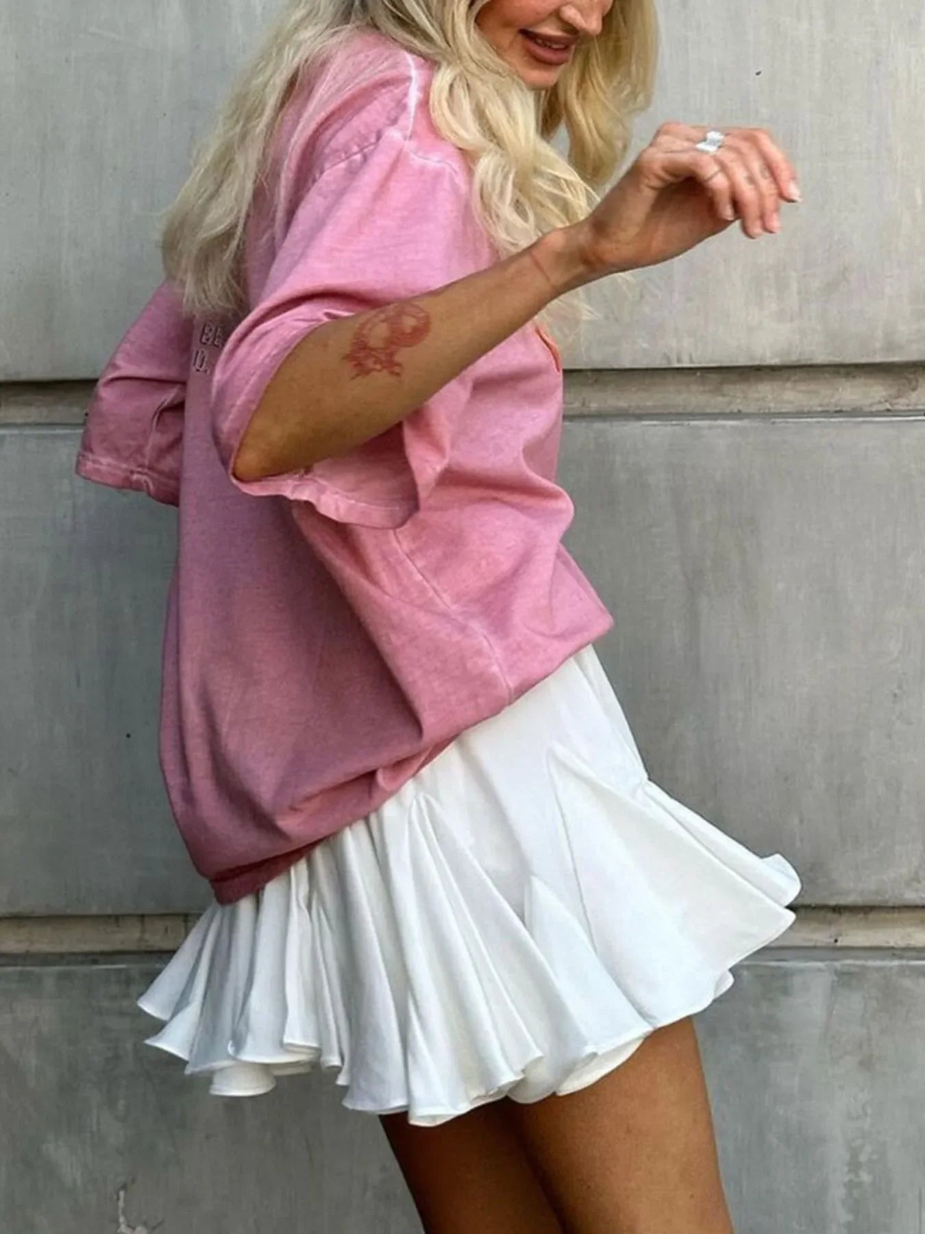 Elastic Waist Flowing Skirt With Ruffled Hem - Southern Shores Clothing