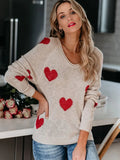 Heart Scoop-Neck Knit Sweater With Cozy Long Sleeve - Southern Shores Clothing