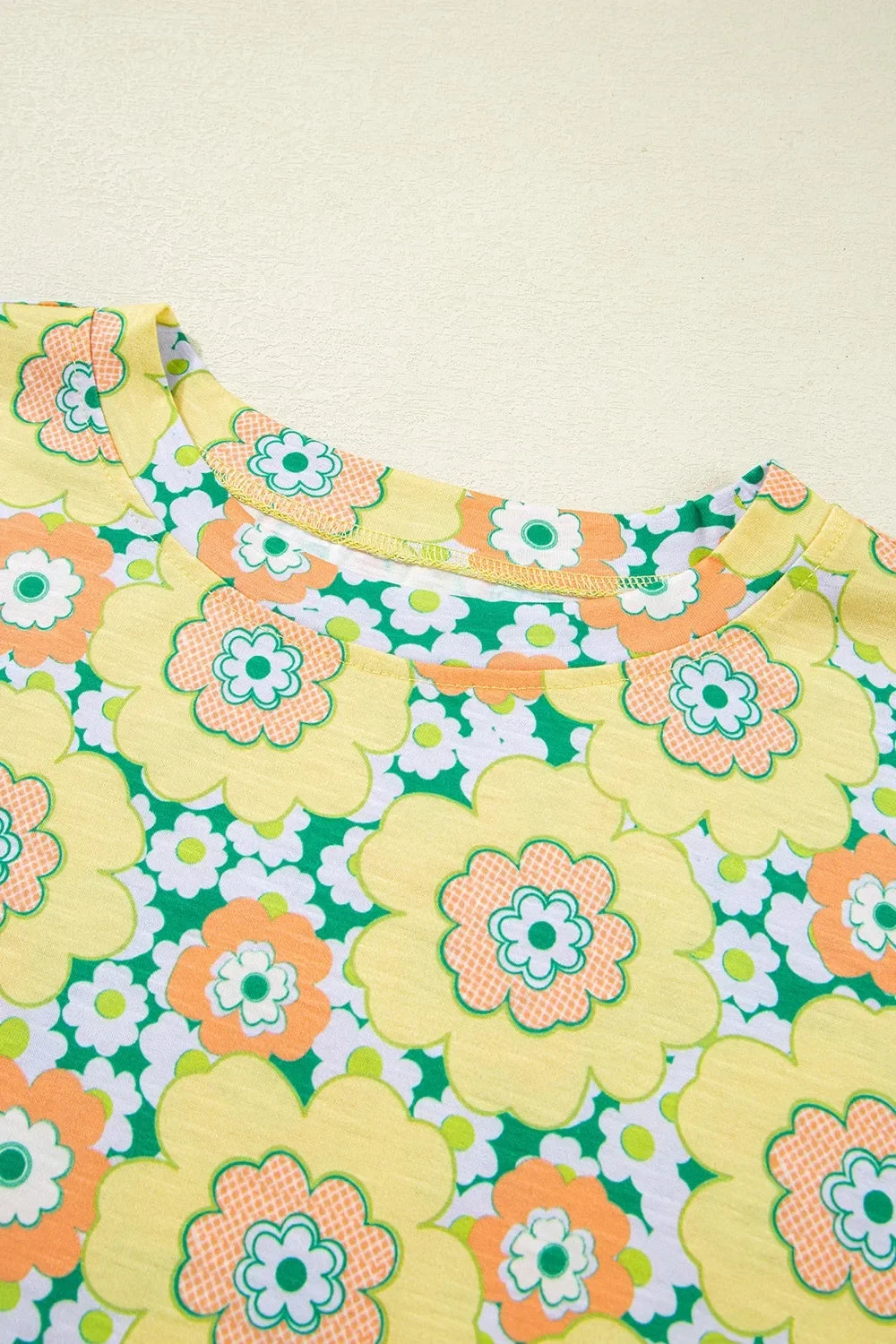 Floral Print Round Neck Oversized T Shirt - Southern Shores Clothing