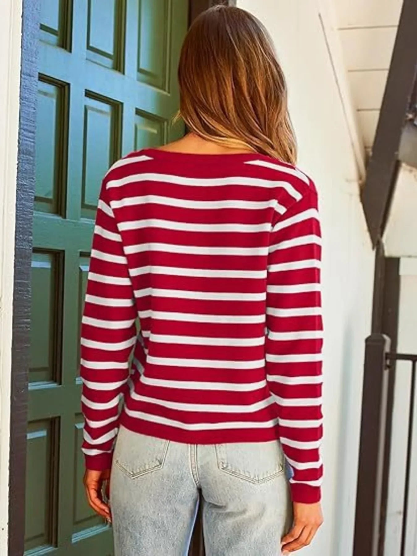 Striped Button-Up Cardigan With Lightweight Knit - Southern Shores Clothing