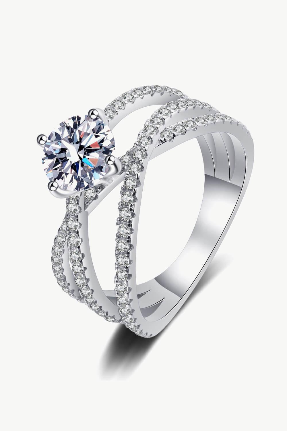 1 Carat Moissanite Crisscross Ring In Sterling Silver - Southern Shores Clothing