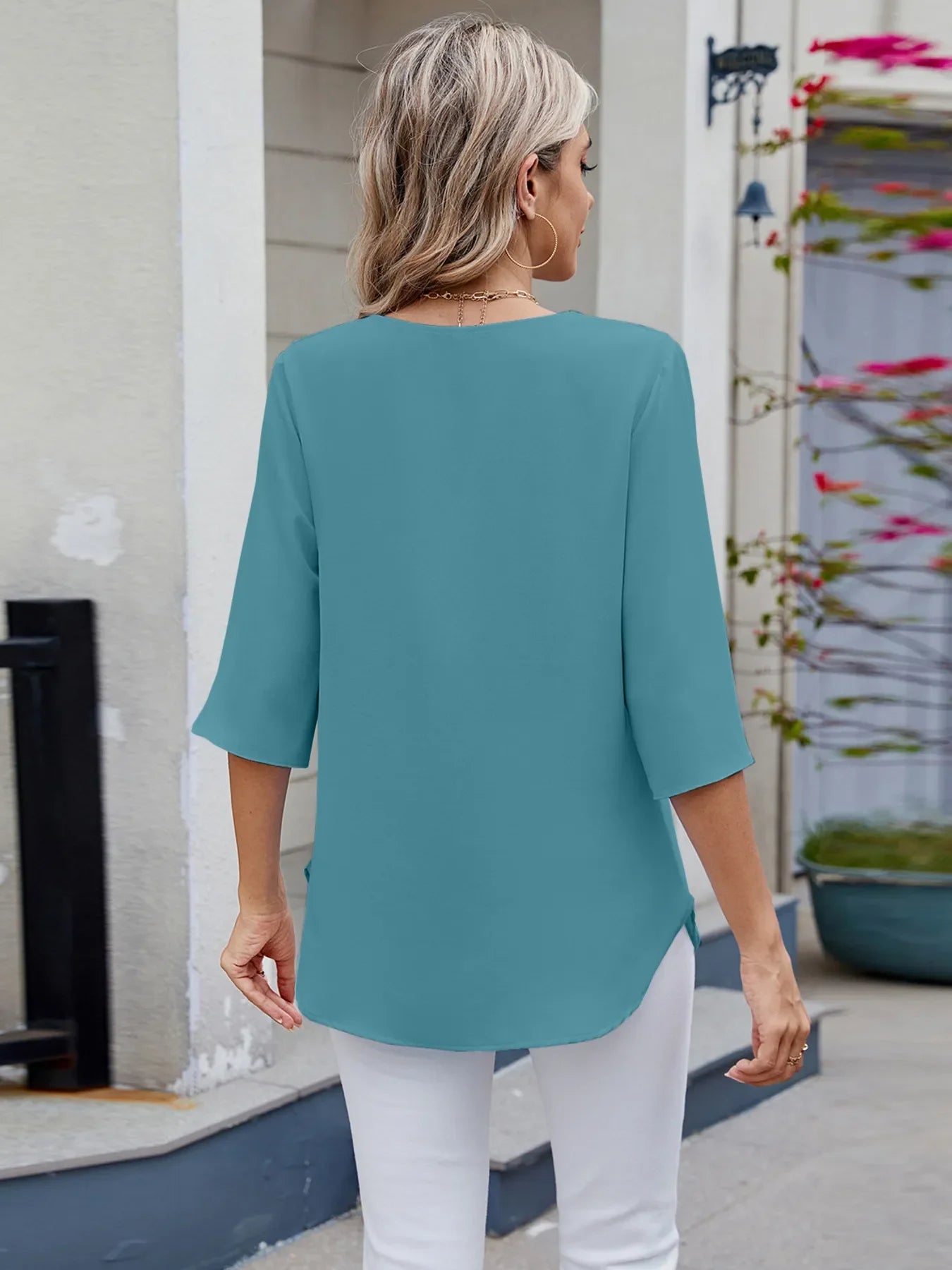 Casual Round Neck Half Sleeve Blouse For Everyday Wear - Southern Shores Clothing