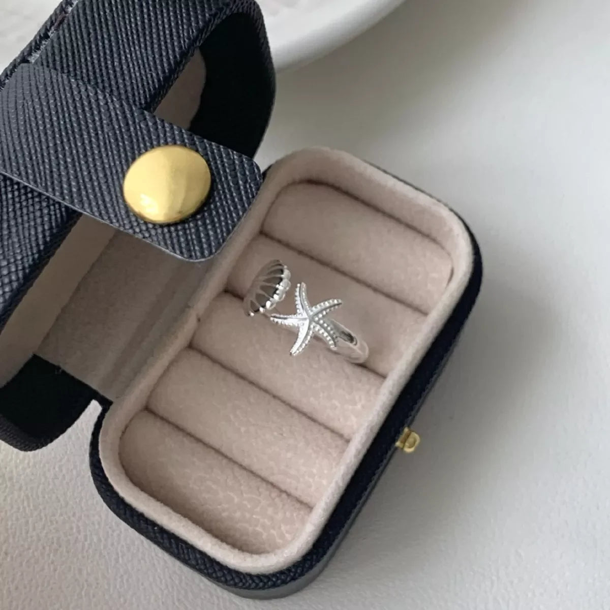 Sterling Silver Starfish And Seashell Open Ring - Southern Shores Clothing