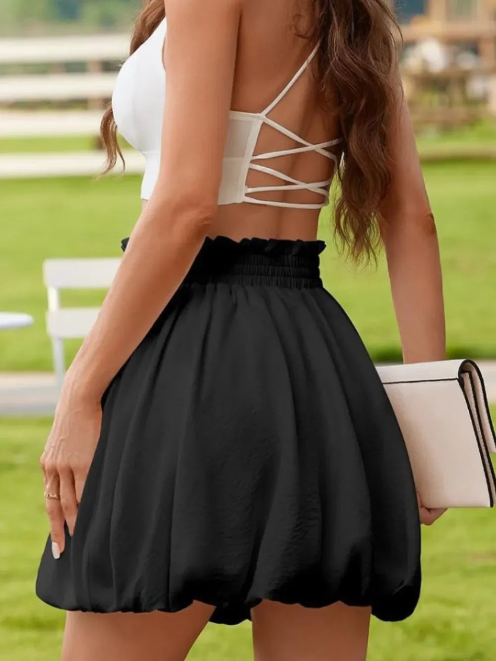 Frill Smocked Adjustable Waist Mini Skirt - Southern Shores Clothing