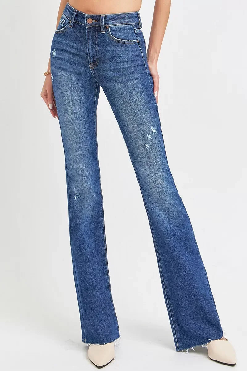 Distressed Mid Rise Flare Jeans Plus Size Denim - Southern Shores Clothing