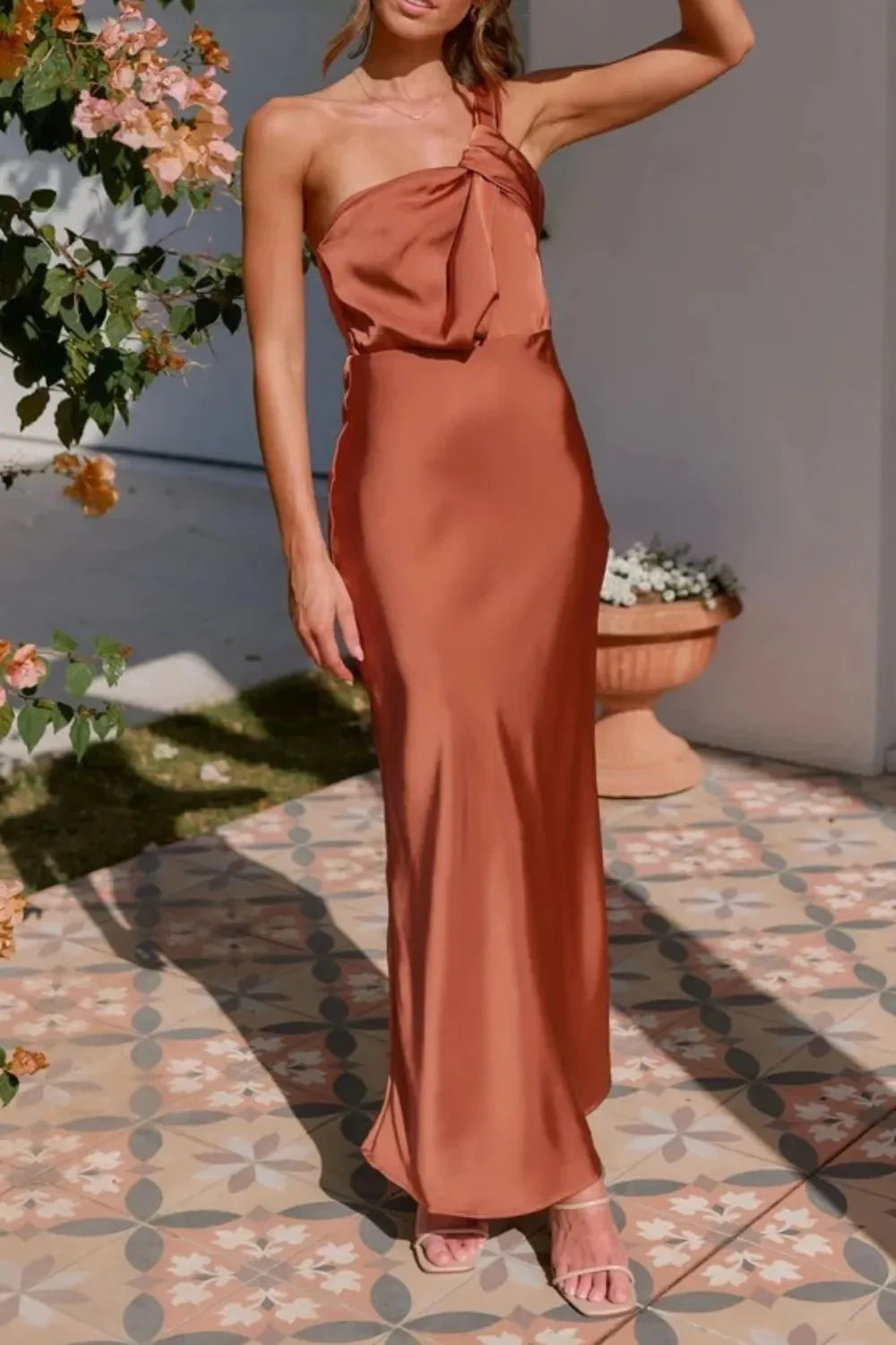 One Shoulder Sleeveless Maxi Dress Coastal Style - Southern Shores Clothing